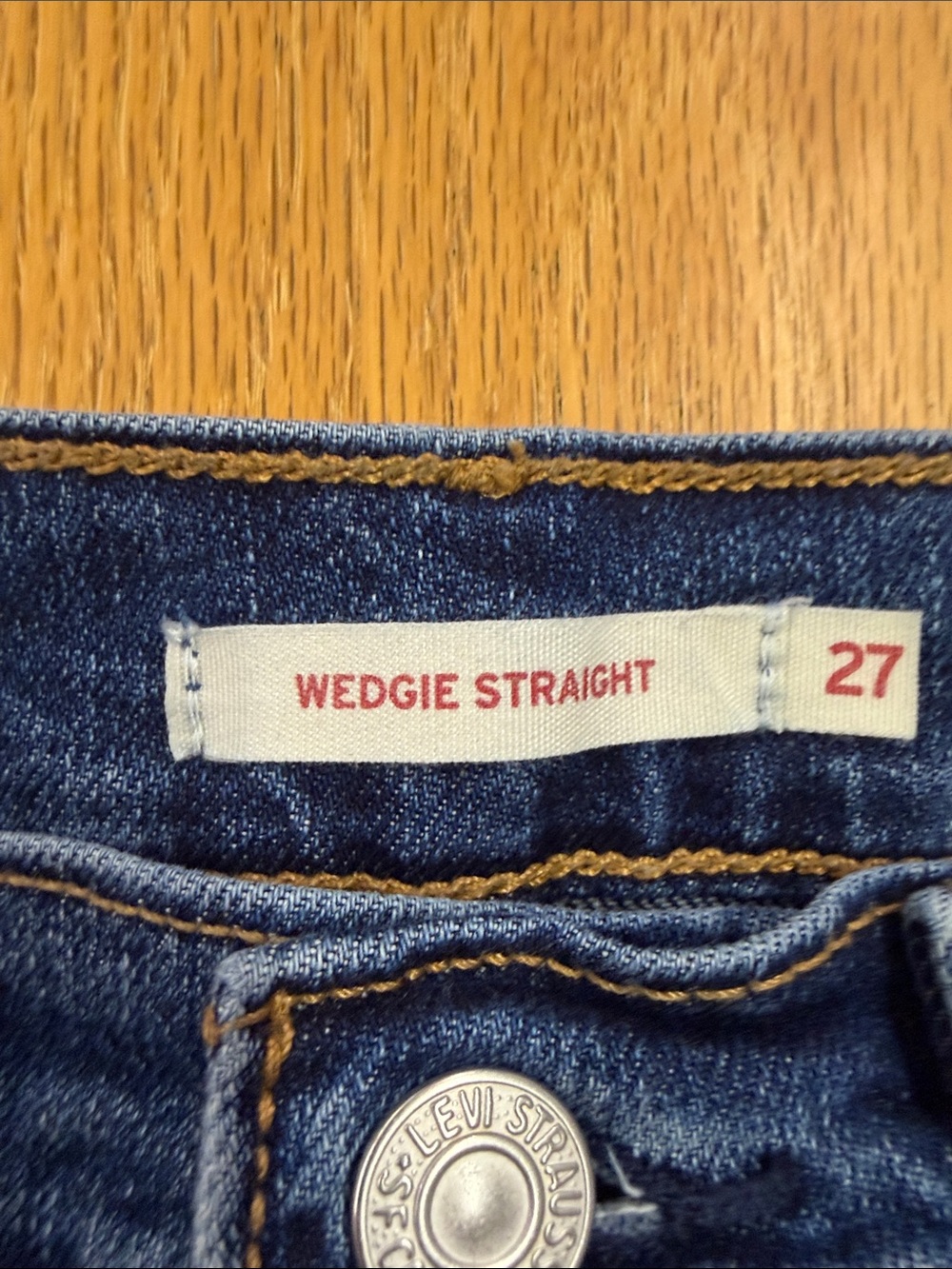 Levi’s Wedgie Straight Jeans 27 High Rise Indigo Blue Cropped Straight Leg - Picture 4 of 5